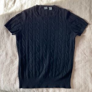Saks Fifth Cashmere Black Cable Top Small